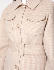 Malina - Joanna checkered wool jacket belt - vinterjakker - macadamia houndstooth - 6
