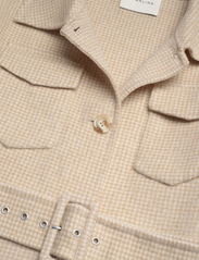 Malina - Joanna checkered wool jacket belt - ziemas jakas - macadamia houndstooth - 7