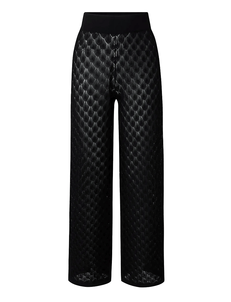 Malina - Alissa Knitted Pants - hosen mit weitem bein - black - 1