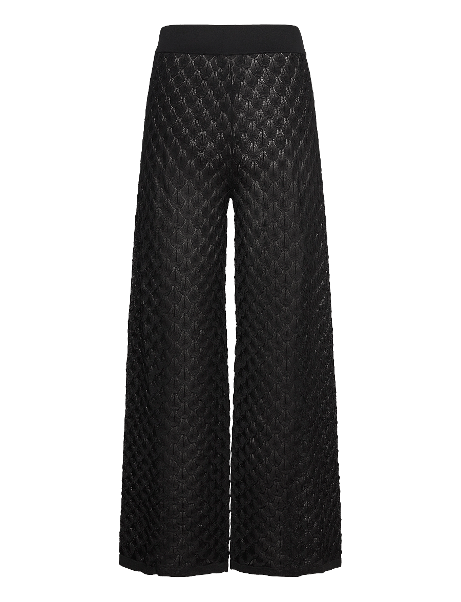 Malina - Alissa Knitted Pants - hosen mit weitem bein - black - 2