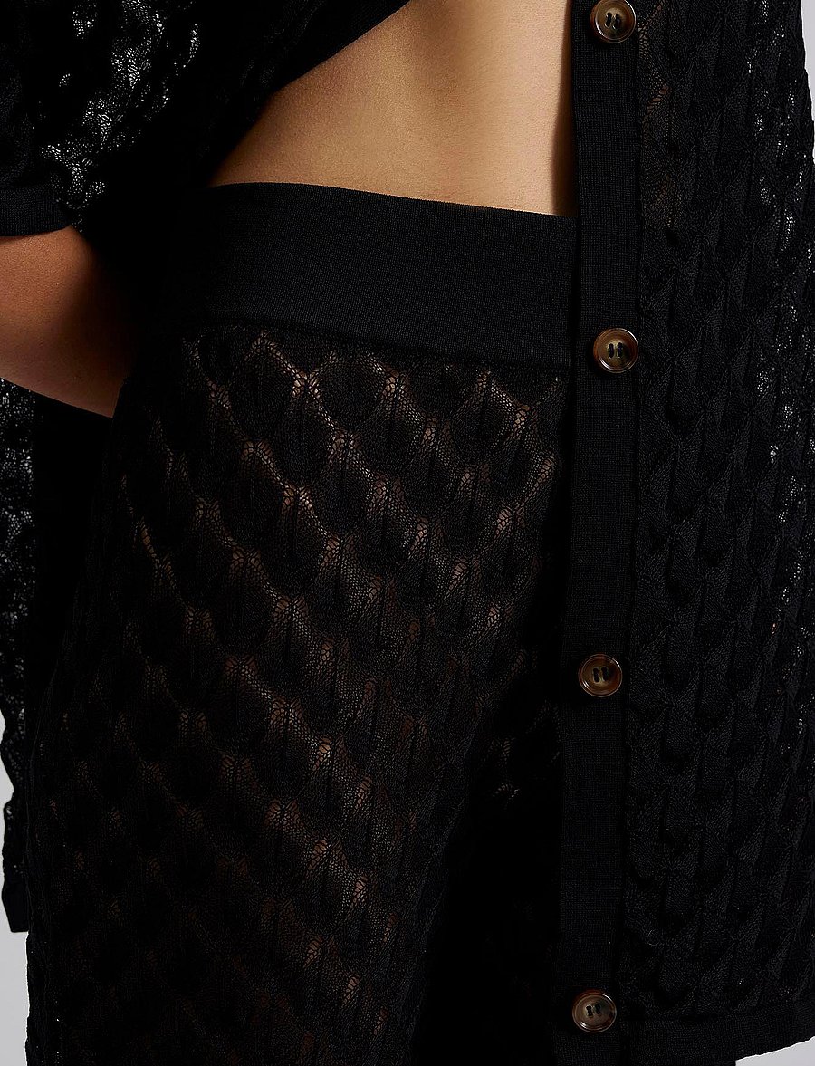 Malina - Alissa Knitted Pants - hosen mit weitem bein - black - 4