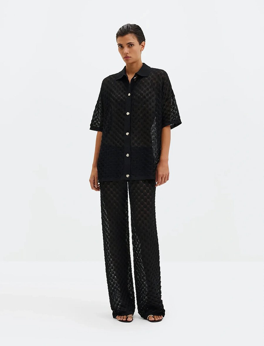 Malina - Alissa Knitted Pants - hosen mit weitem bein - black - 5