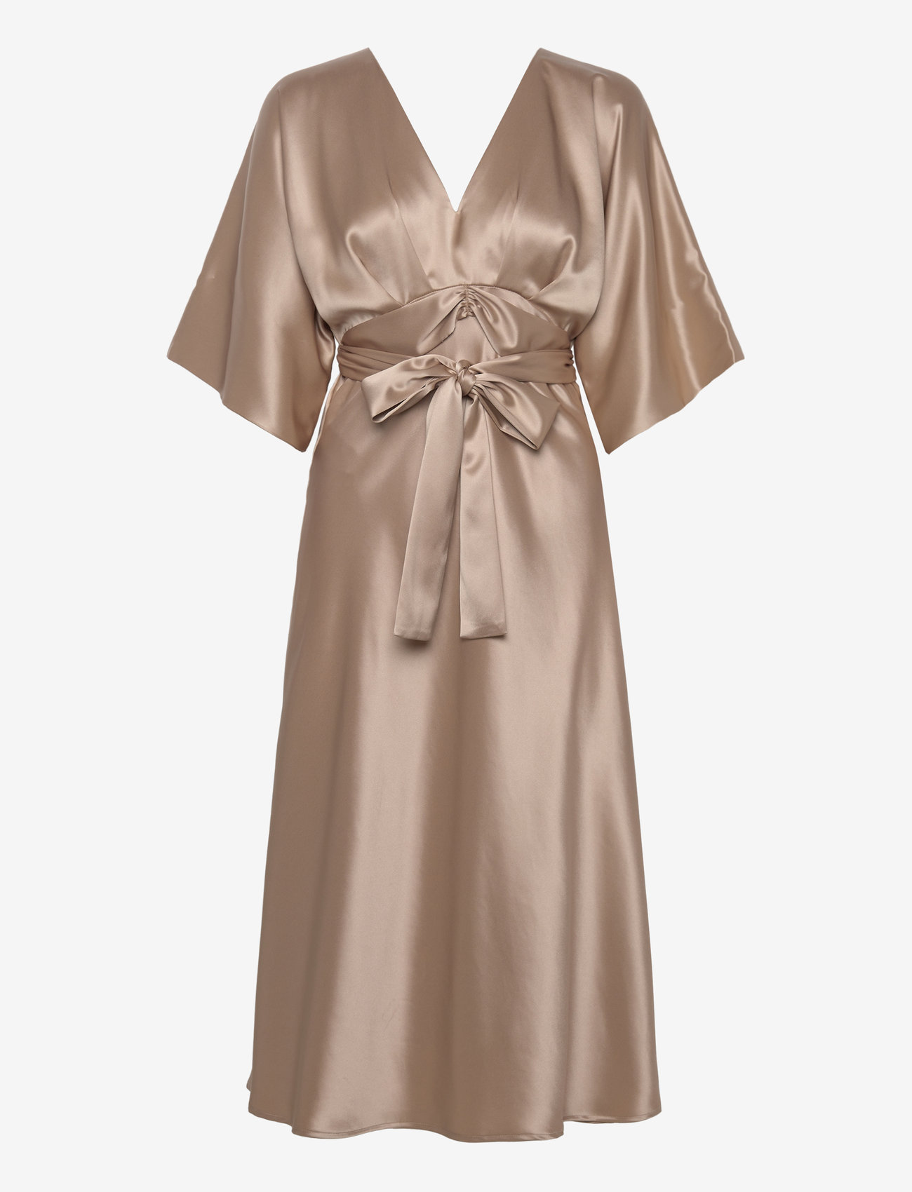 Malina - Juno v-neck satin midi dress - cocktailkjoler - champagne - 1