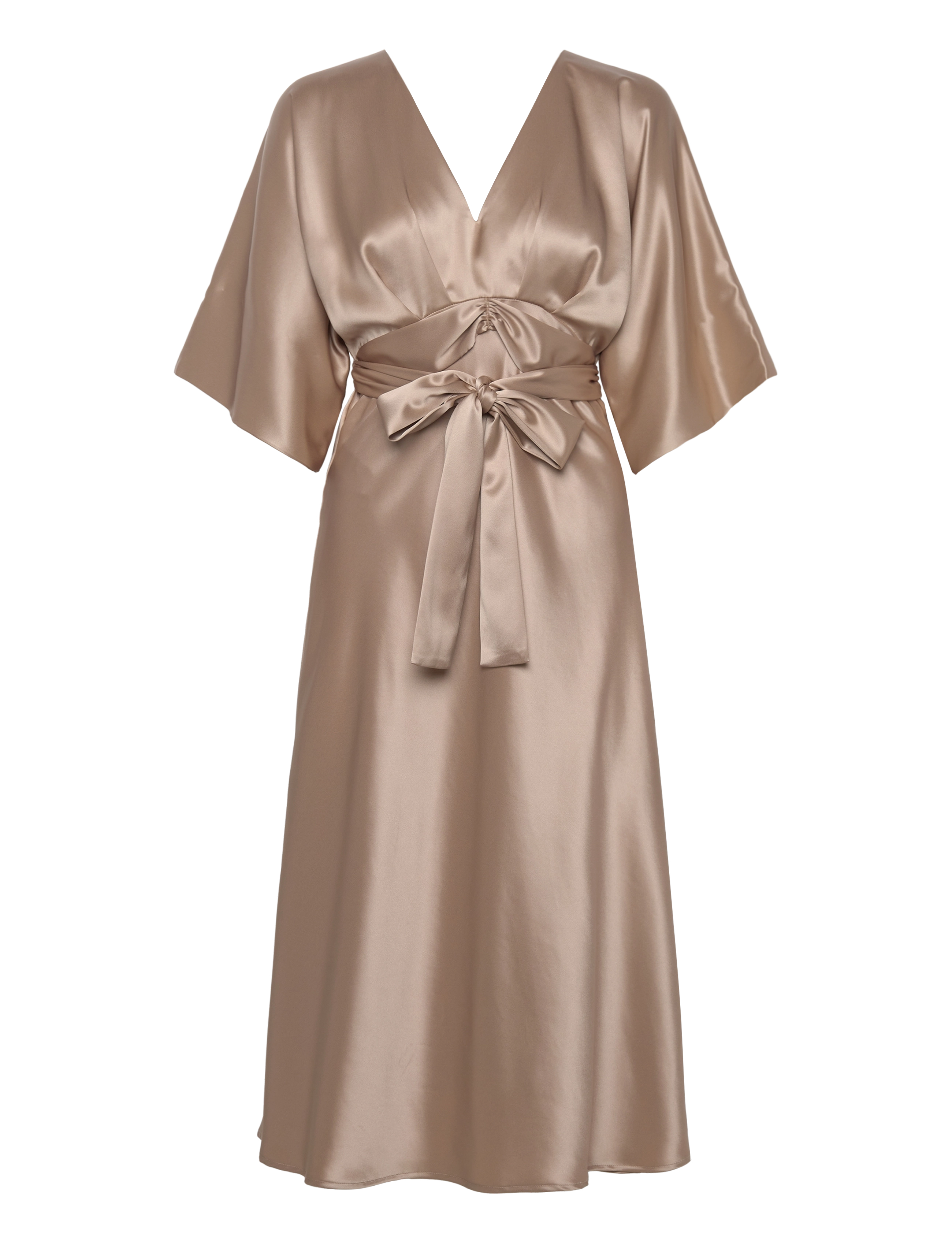 Malina Juno v-neck satin midi dress - Malina - CHAMPAGNE / beige