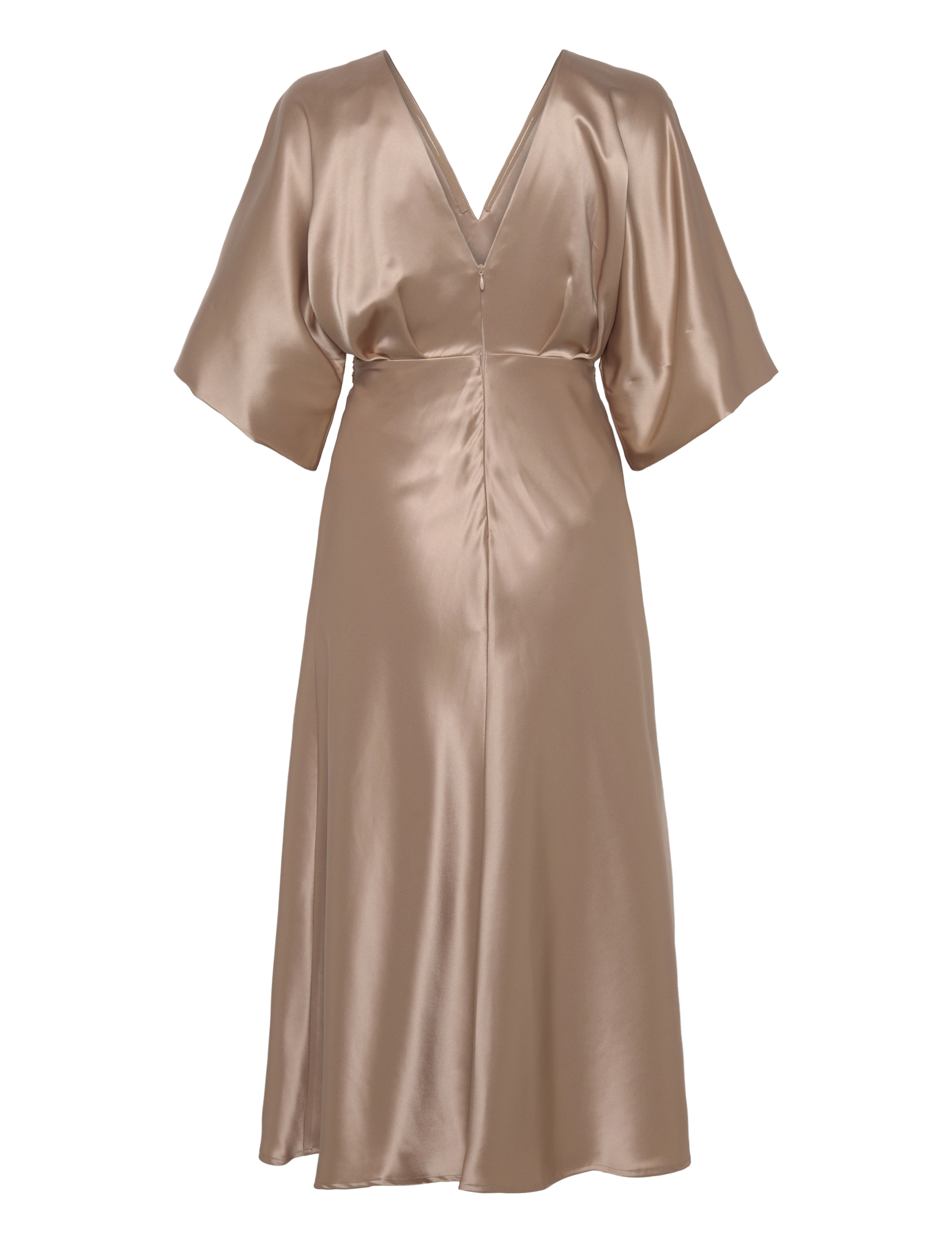 Malina - Juno v-neck satin midi dress - cocktailkjoler - champagne - 2