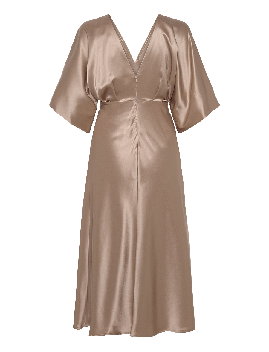 Malina - Juno V-Neck Satin Midi Dress - cocktailkjoler - champagne - 2