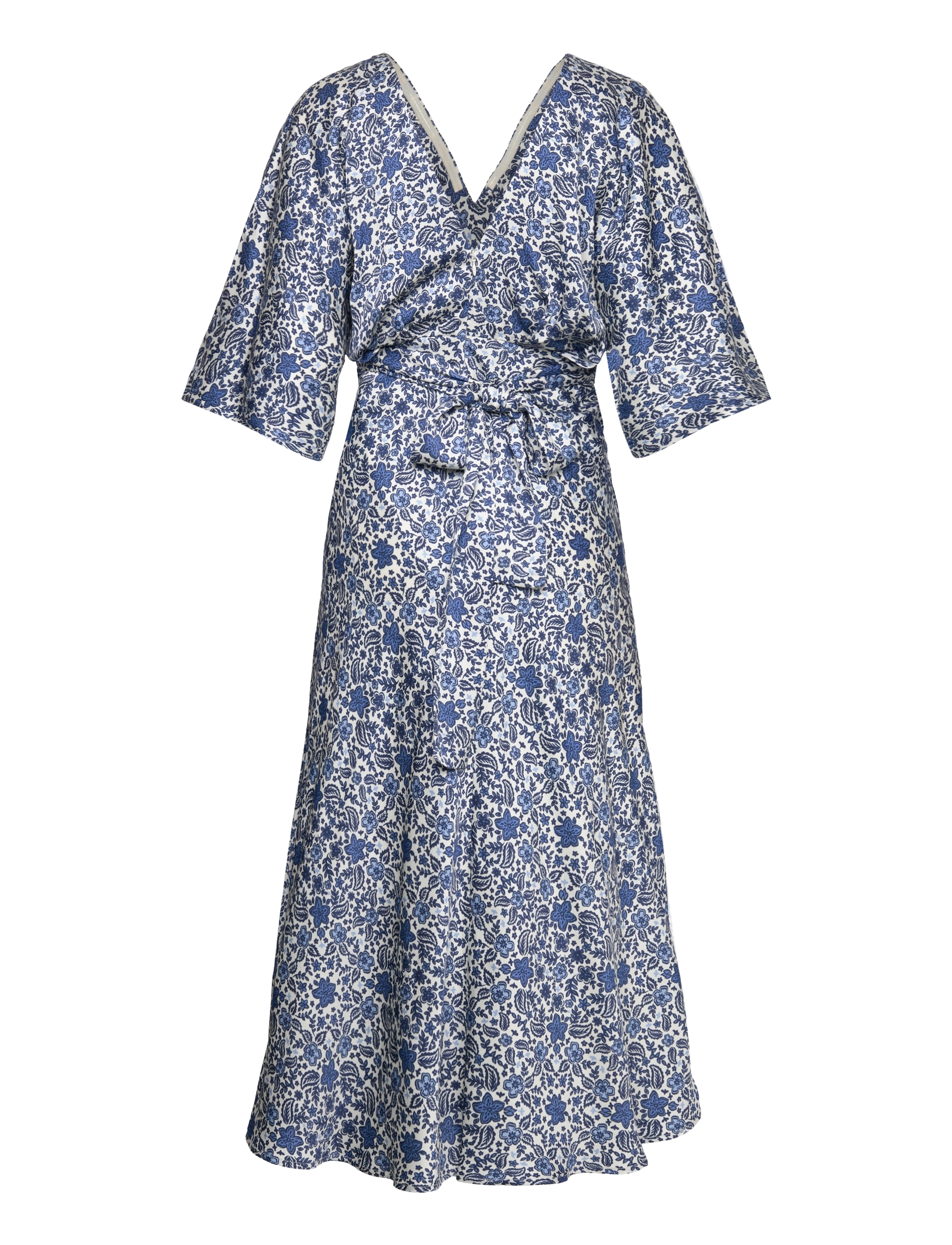 Malina - Juno V-Neck Satin Midi Dress - festtøj til outletpriser - coastal florals - 2