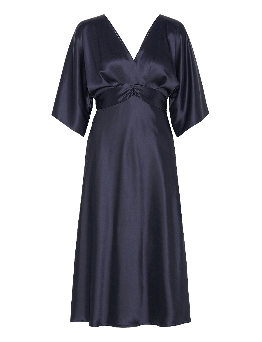 Malina - Juno V-Neck Satin Midi Dress - cocktailkleider - dark blue - 1