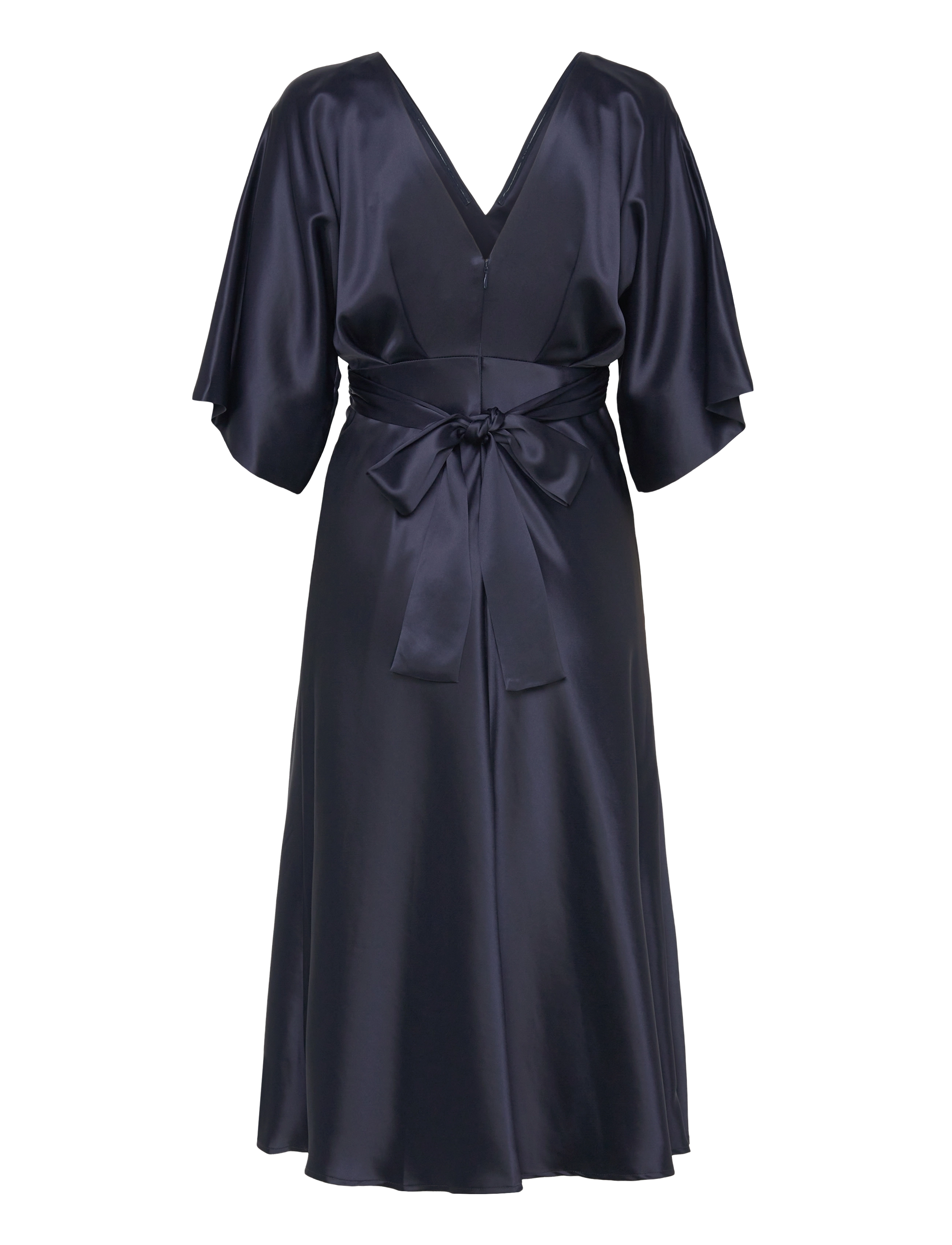 Malina - Juno v-neck satin midi dress - kokteilikleidid - dark blue - 2