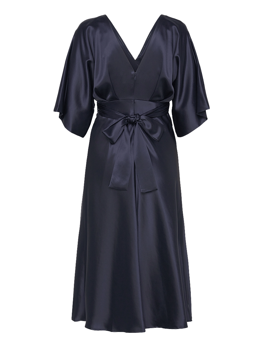Malina - Juno V-Neck Satin Midi Dress - cocktailkleider - dark blue - 2