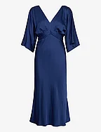 Juno v-neck satin midi dress - MIDNIGHT BLUE