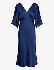 Malina - Juno v-neck satin midi dress - aftonklänningar - midnight blue - 1