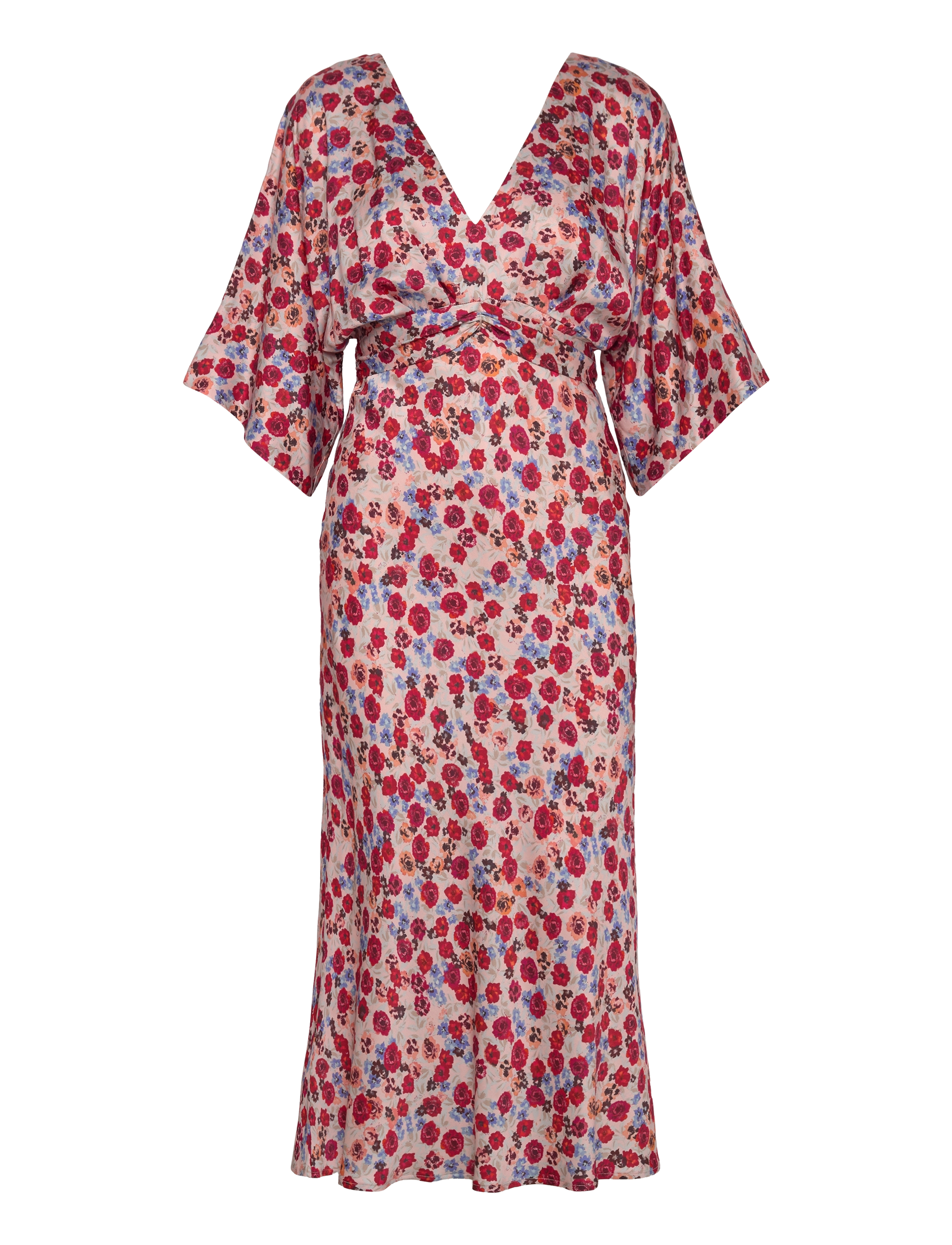 MALINA Juno V-Ausschnitt Satin Midi Kleid Pink - XS - Damen