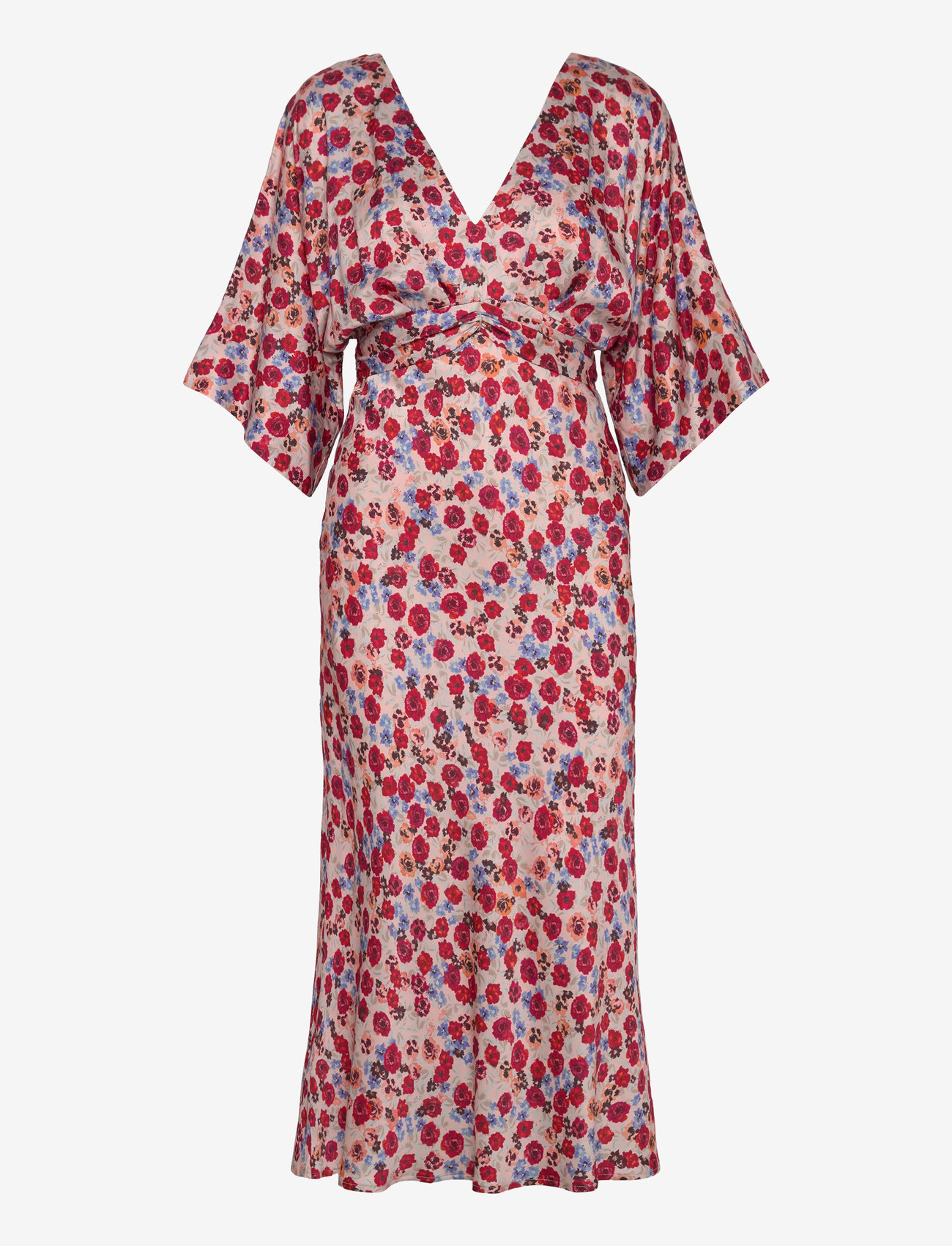 Malina - Juno v-neck satin midi dress - cocktailklänningar - multi coloured - 1