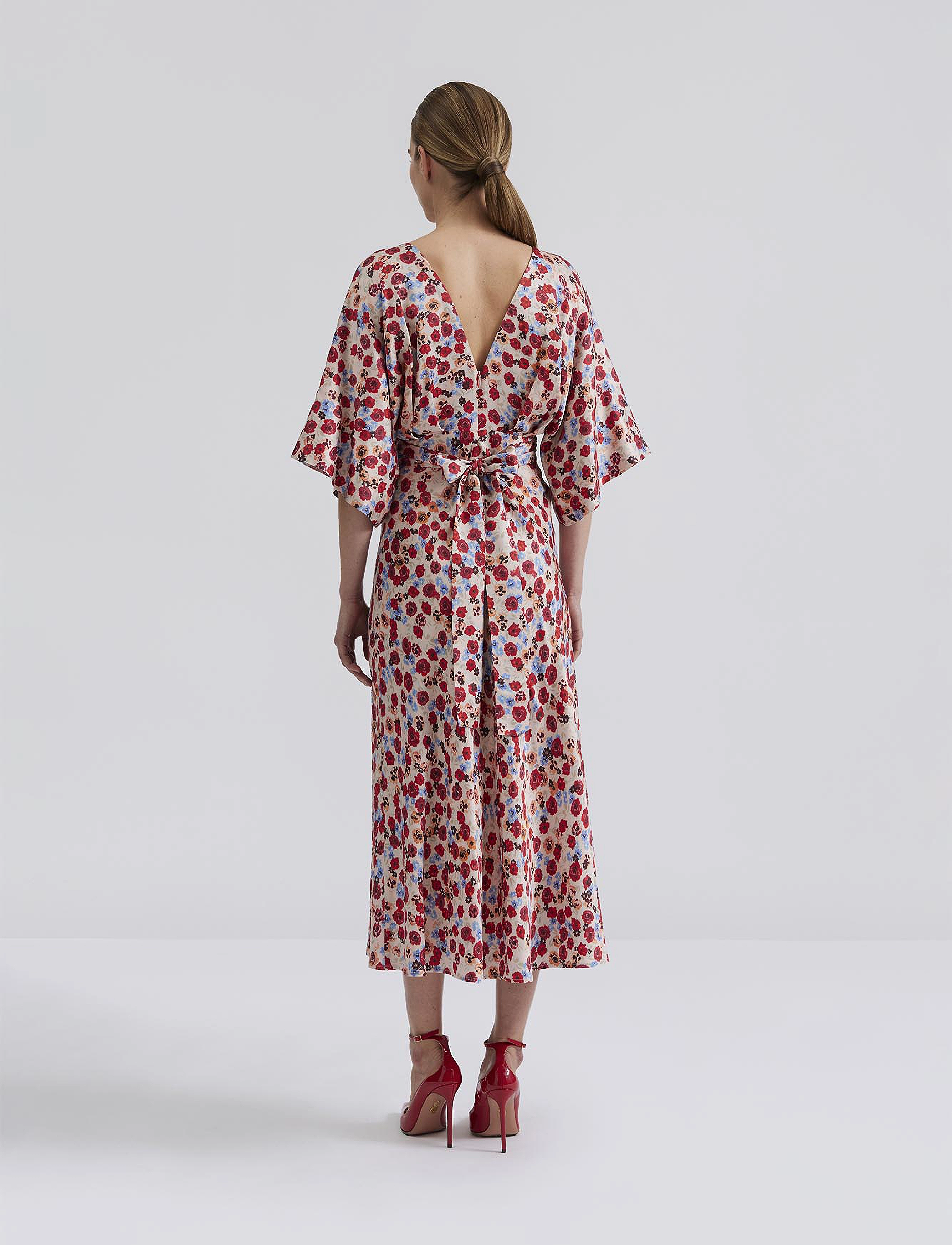 Malina - Juno v-neck satin midi dress - cocktailkleider - multi coloured - 3