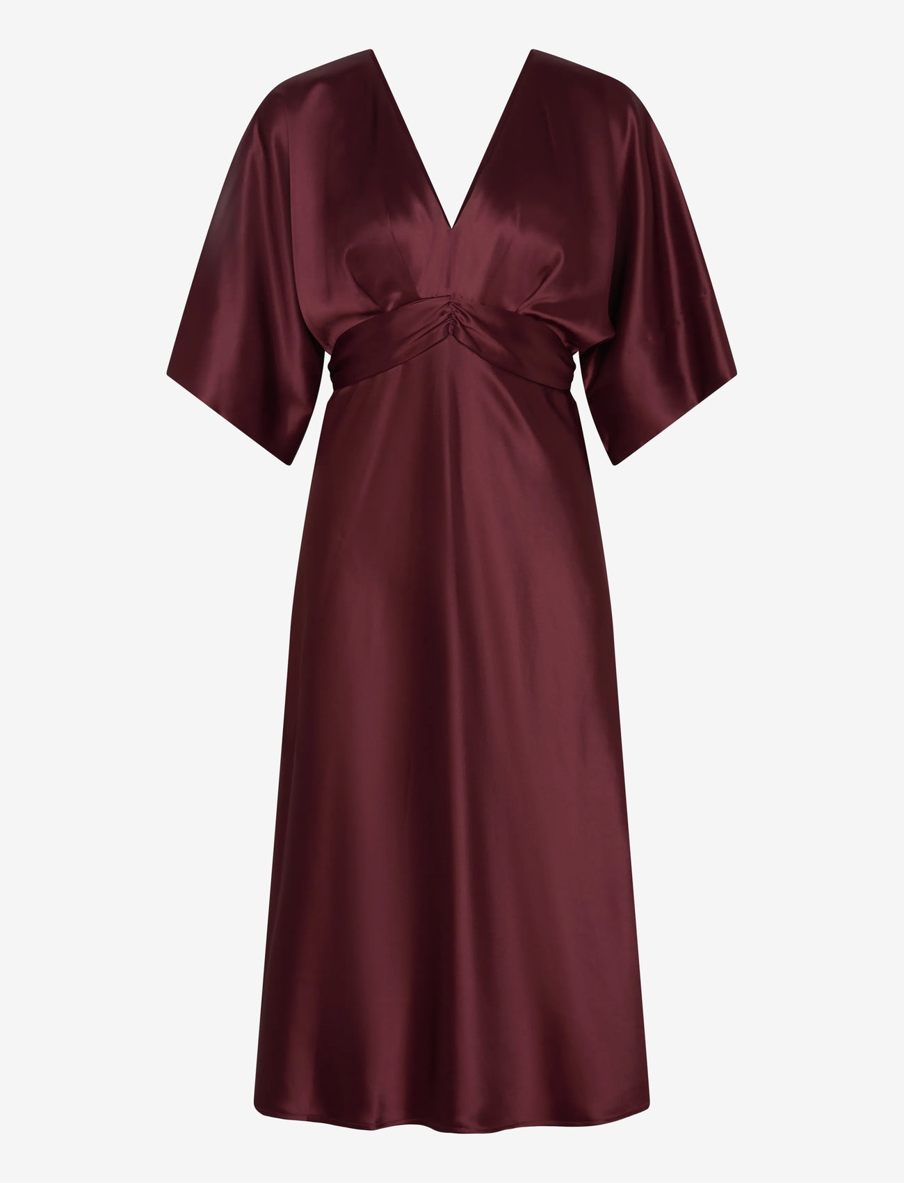 Malina - Juno v-neck satin midi dress - cocktail dresses - wine - 1