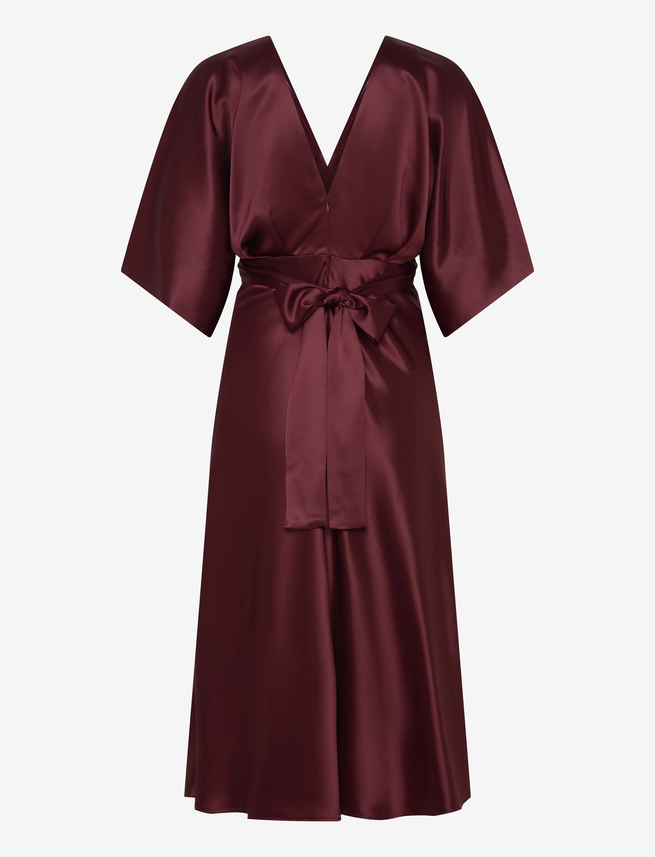 Malina - Juno v-neck satin midi dress - cocktail dresses - wine - 2