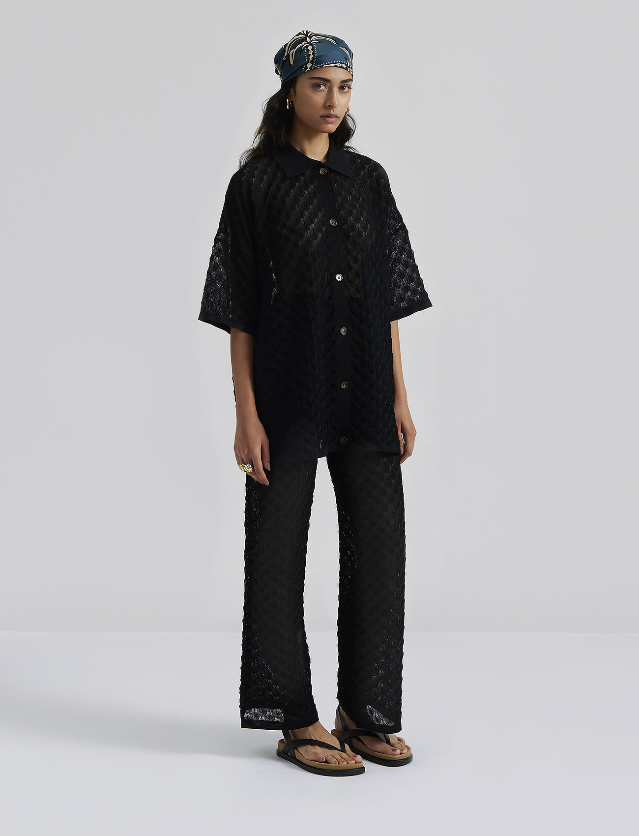 Malina - Moa Knitted Shirt - koftor - black - 0