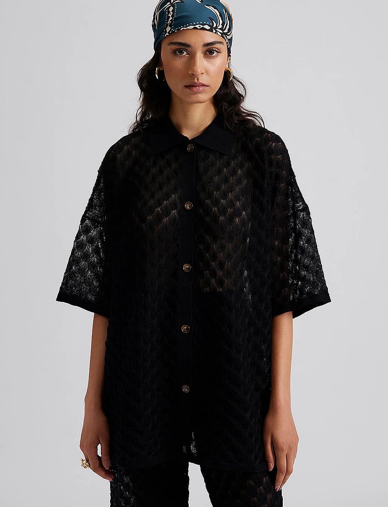 Malina - Moa Knitted Shirt - jeanshemden - black - 4