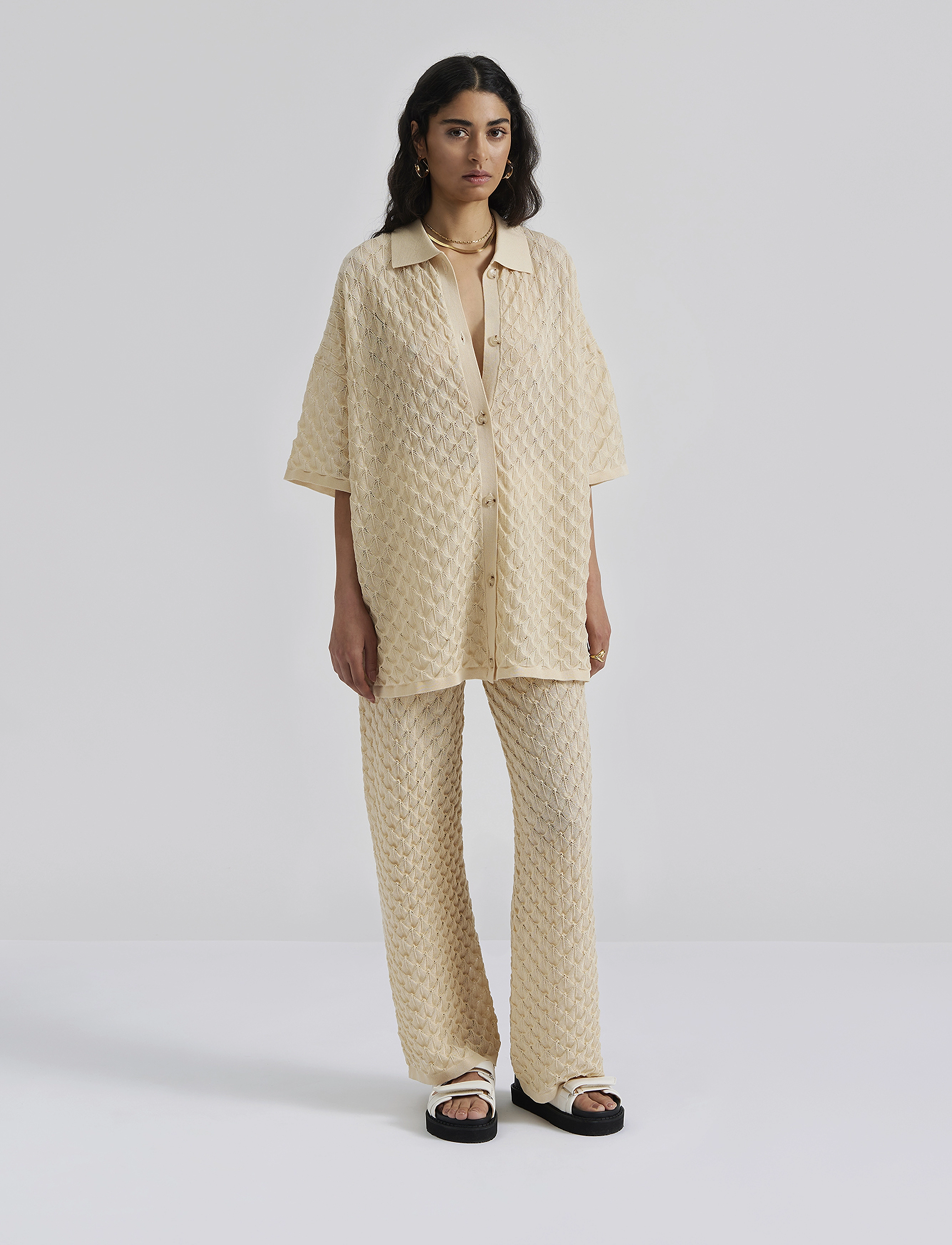 Malina Moa Knitted Shirt, L, Yellow, Strik > Cardigans, Dame