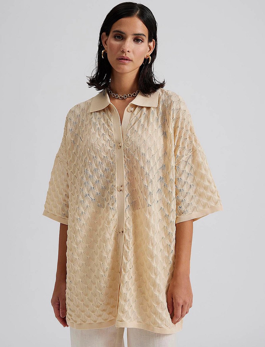 Malina - Moa Knitted Shirt - jeanshemden - vanilla - 5