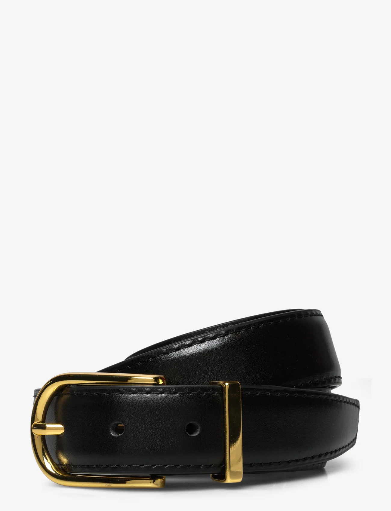 Malina - Charlie rounded buckle leather belt - black - 0