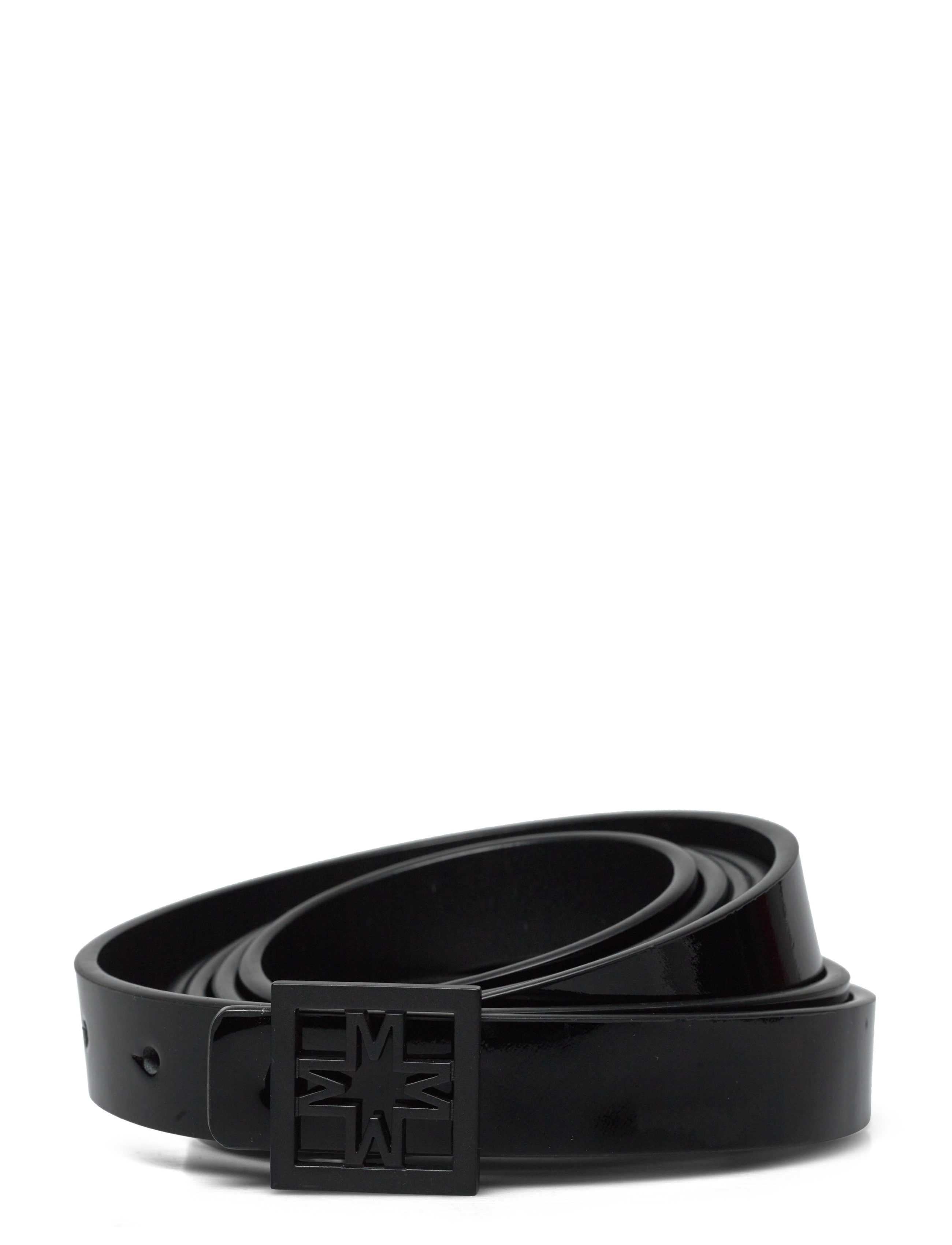 Malina Hazel double length patent iconic leather belt - Malina - BLACK / black