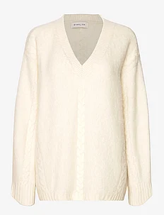 Allison V-neck wool blend sweater, Malina