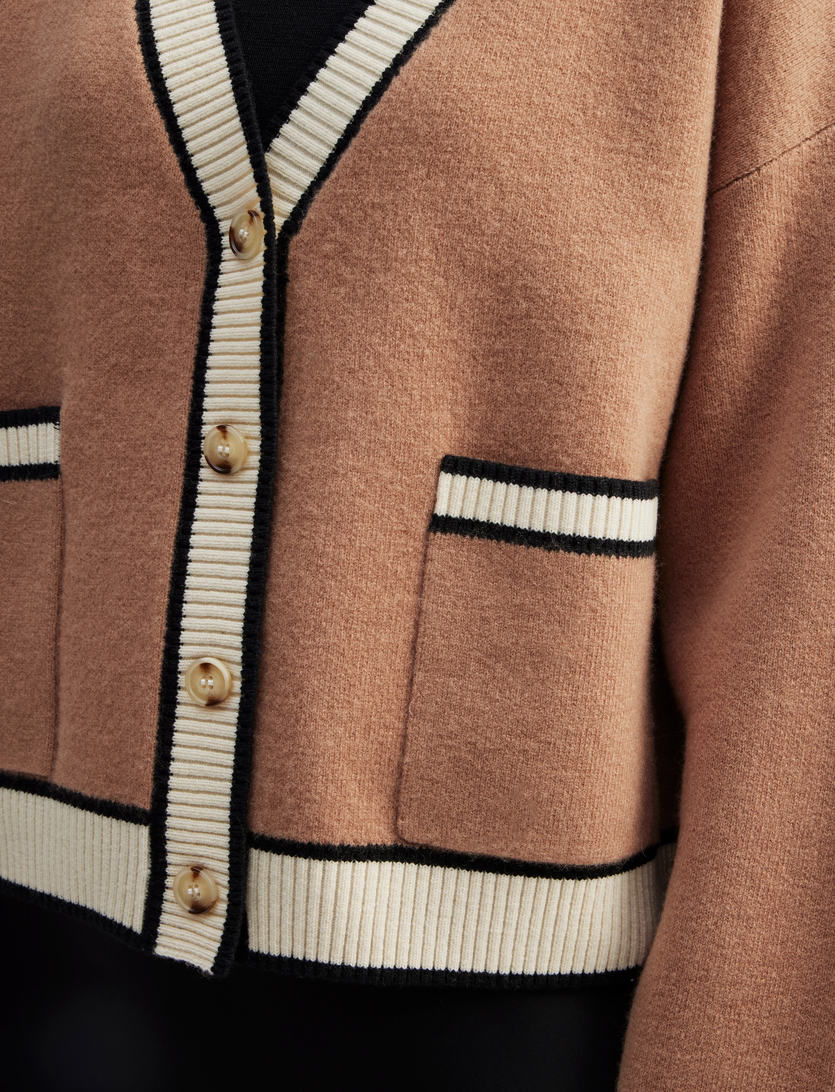 Malina - Morgan contrast color wool cardigan - beige - 5