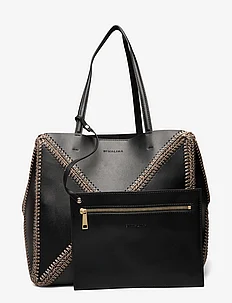 Lillian stitch detail leather tote bag, By Malina