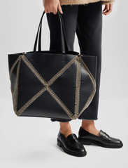 Malina - Lillian stitch detail leather tote bag - shoppers - black - 6