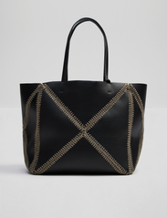 Malina - Lillian stitch detail leather tote bag - ietilpīgas somas - black - 7