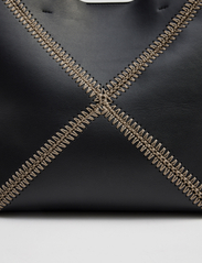 Malina - Lillian stitch detail leather tote bag - shopperki - black - 8