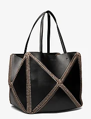 Malina - Lillian stitch detail leather tote bag - shopperki - black - 2