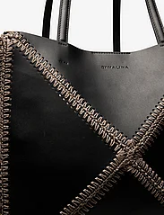 Malina - Lillian stitch detail leather tote bag - shoppere - black - 3