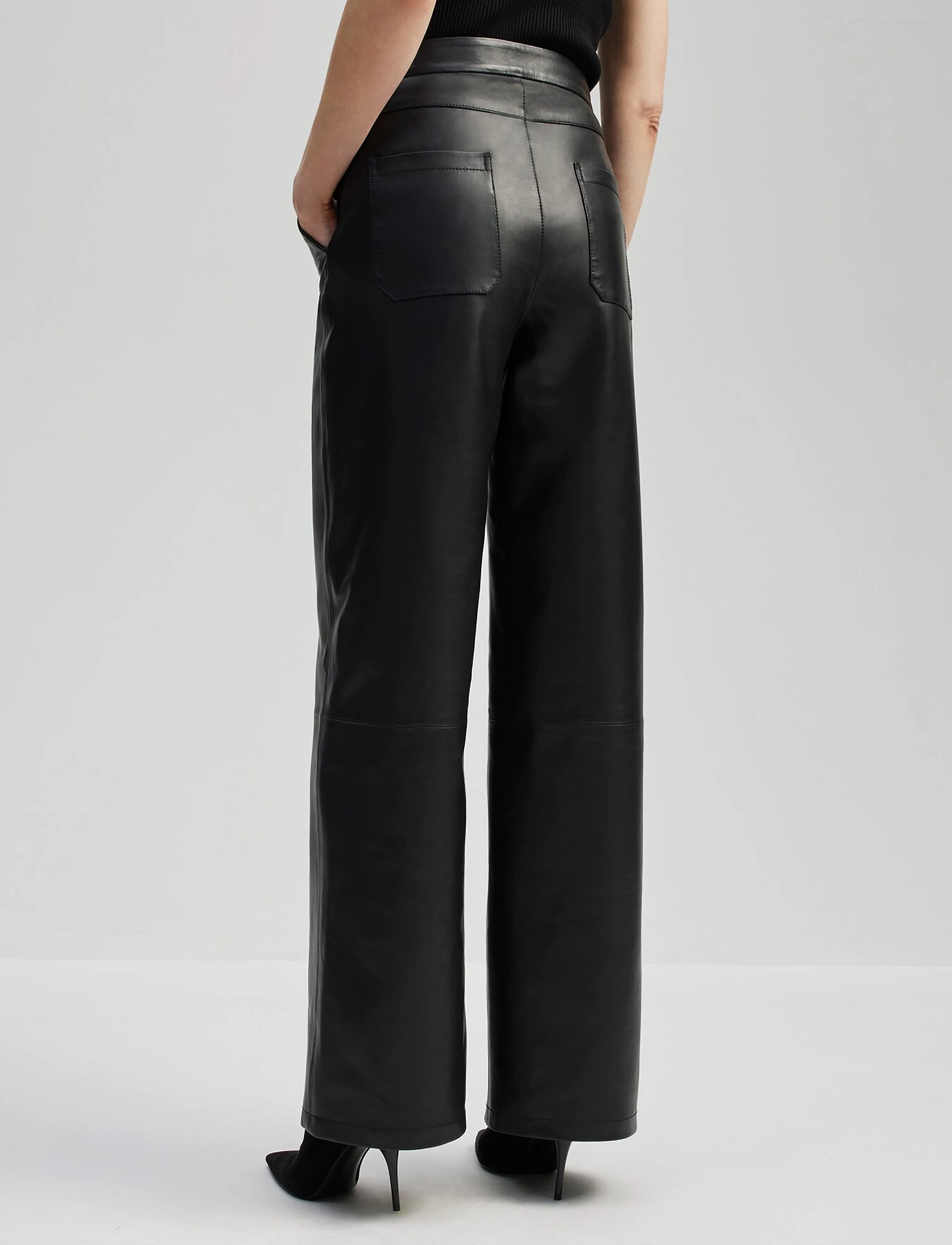 Malina - Felise High Rise Wide leather pants - black - 3