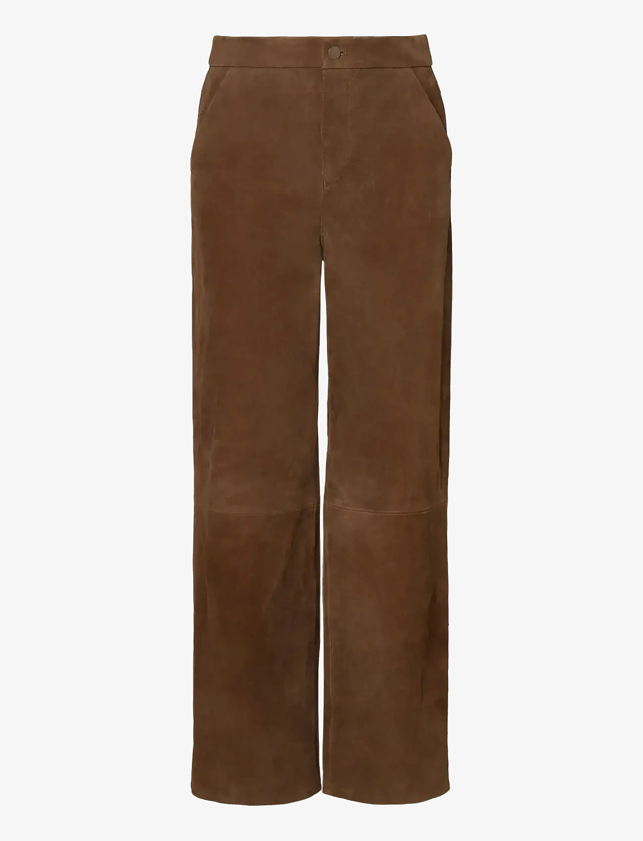 Malina - Felise High Rise Wide Leather Pants - læderbukser - caramel - 1