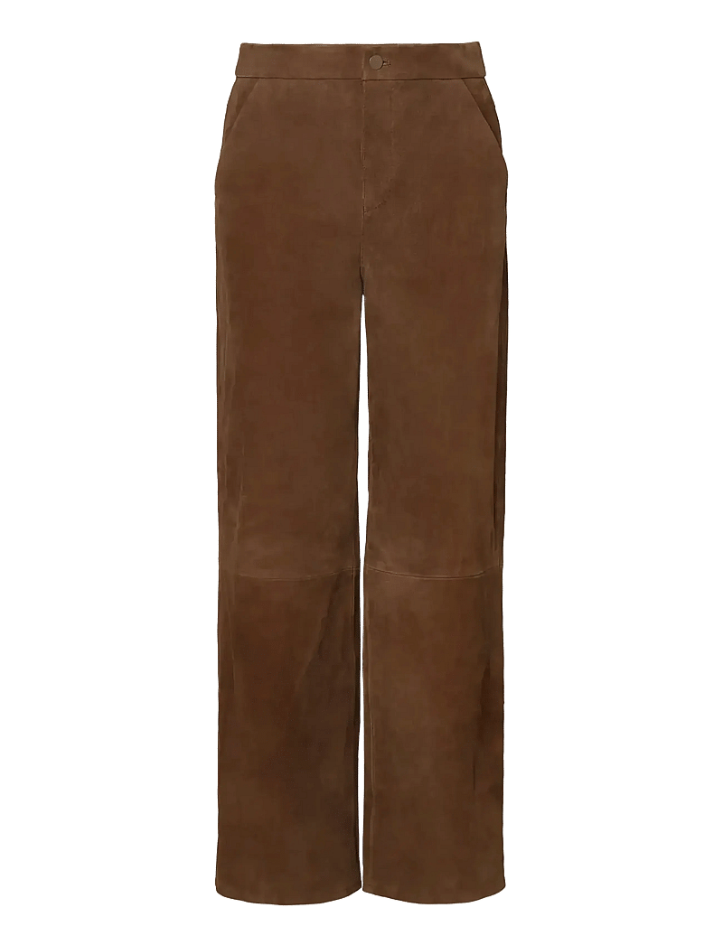 Malina - Felise High Rise Wide Leather Pants - nahkpüksid - caramel - 1