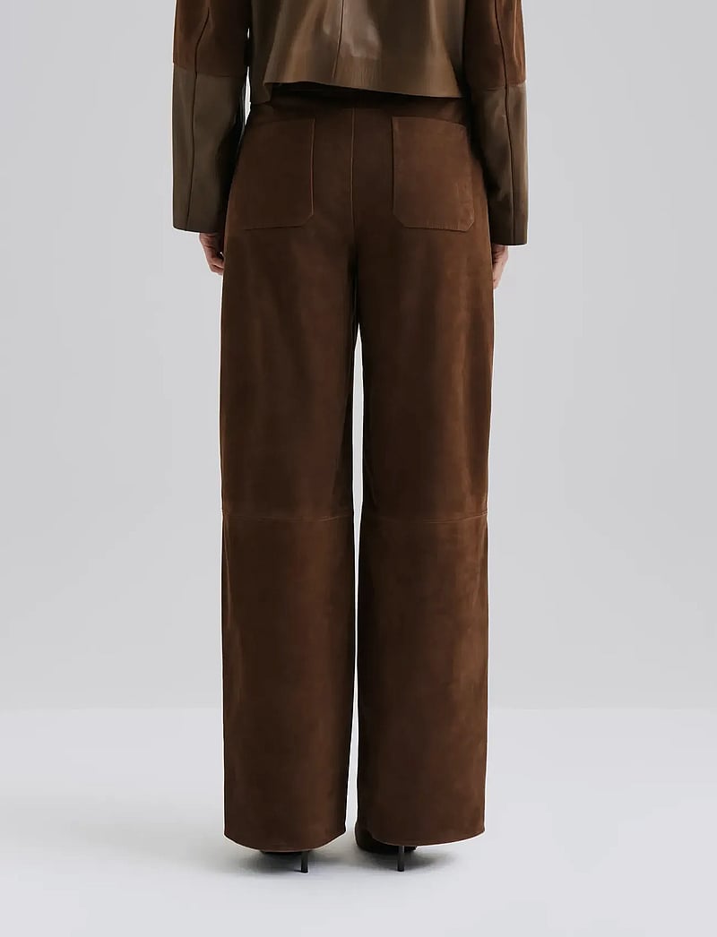 Malina - Felise High Rise Wide Leather Pants - nahkpüksid - caramel - 2