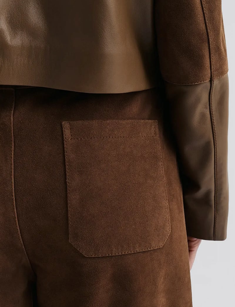 Malina - Felise High Rise Wide Leather Pants - nahkpüksid - caramel - 3