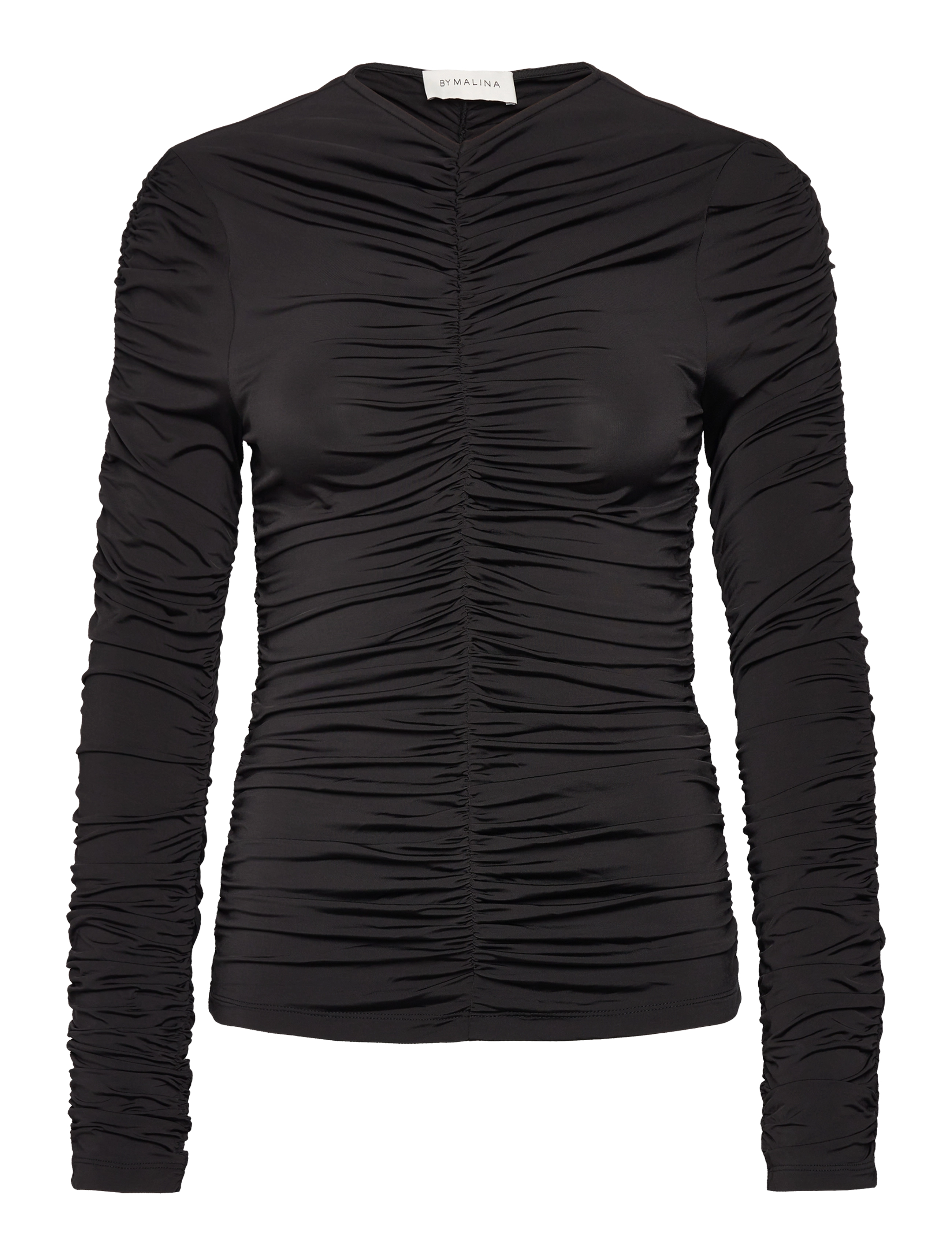 Malina - Lydia long sleeve draped jersey top - black - 1