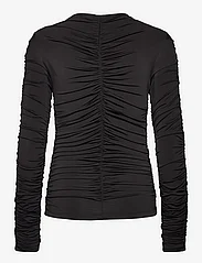 Malina - Lydia long sleeve draped jersey top - langärmlige tops - black - 1