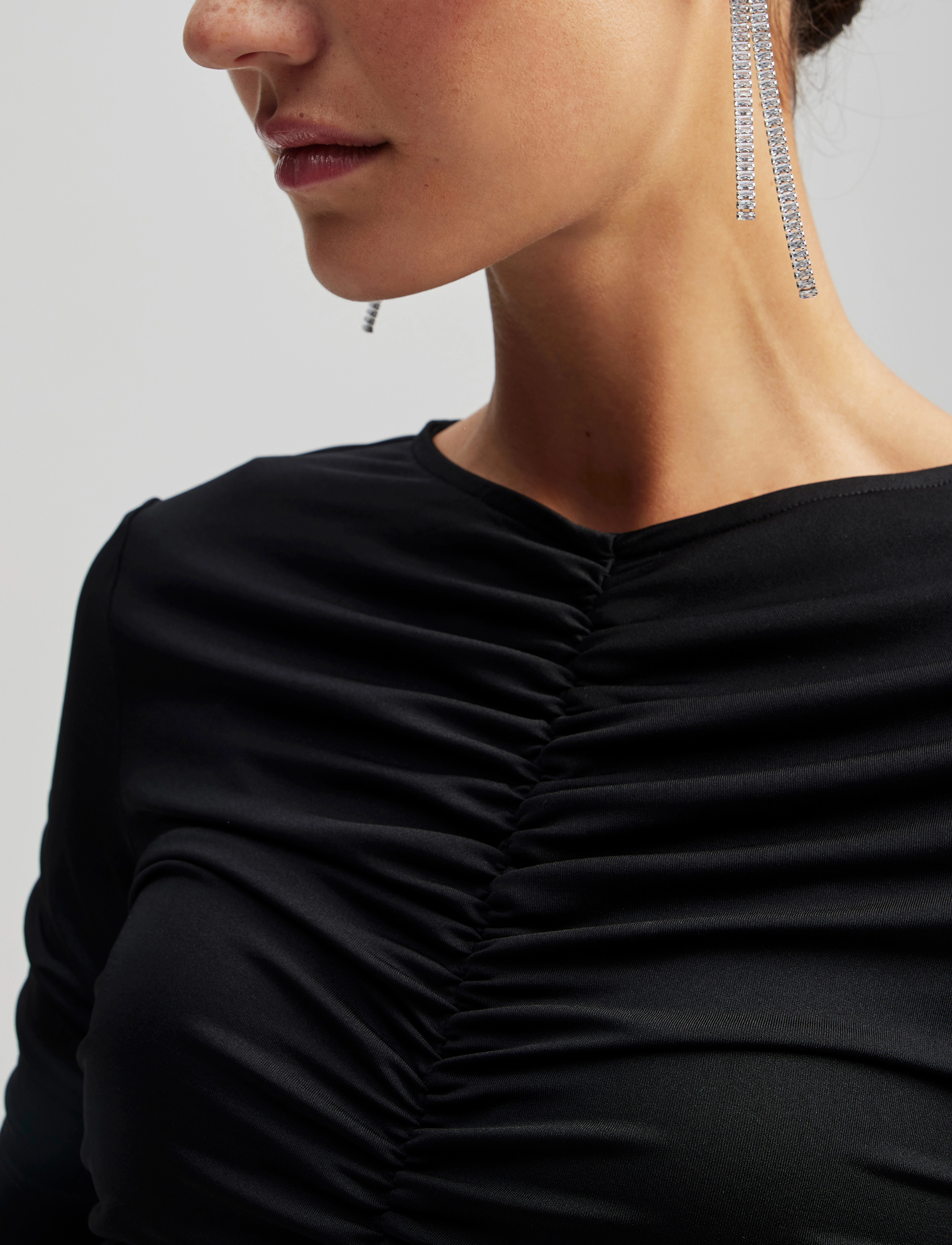 Malina - Lydia long sleeve draped jersey top - black - 5