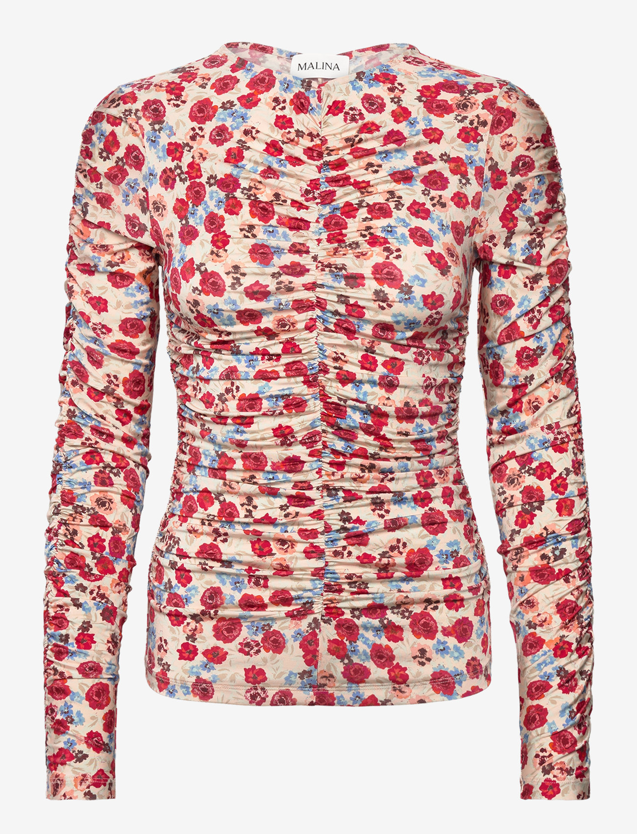 Malina - Lydia long sleeve draped jersey top - langärmlige tops - multi coloured - 1