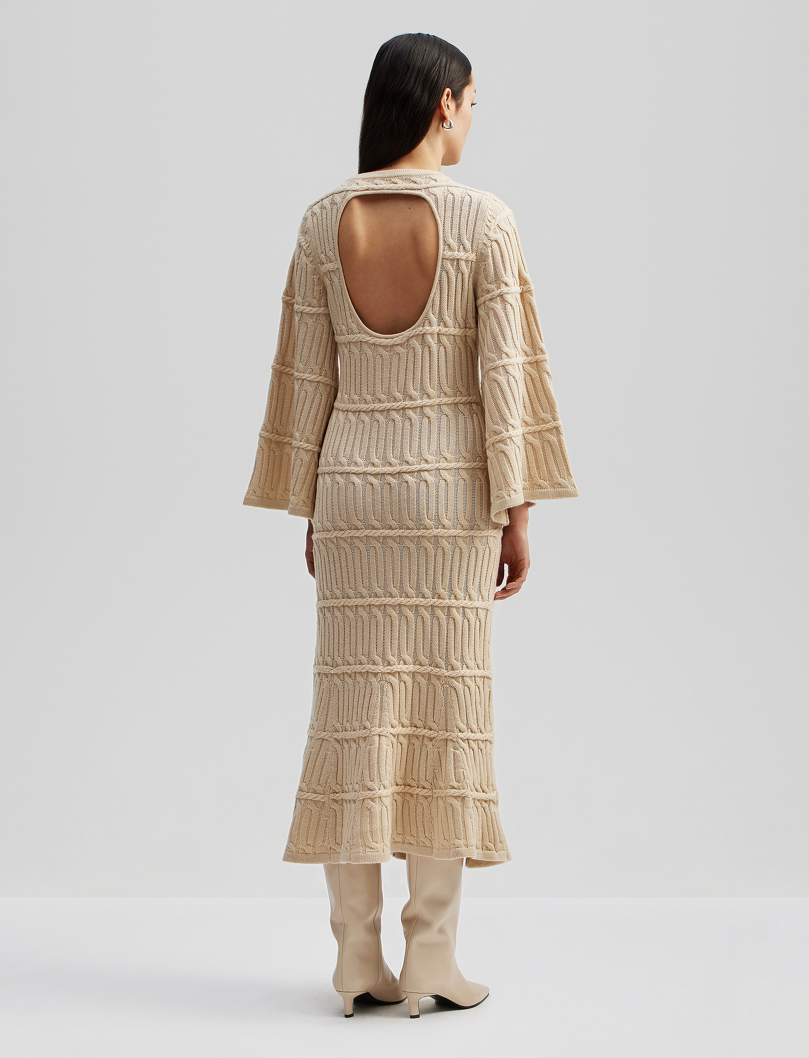Malina - Elinne cable knitted maxi dress - beige - 3