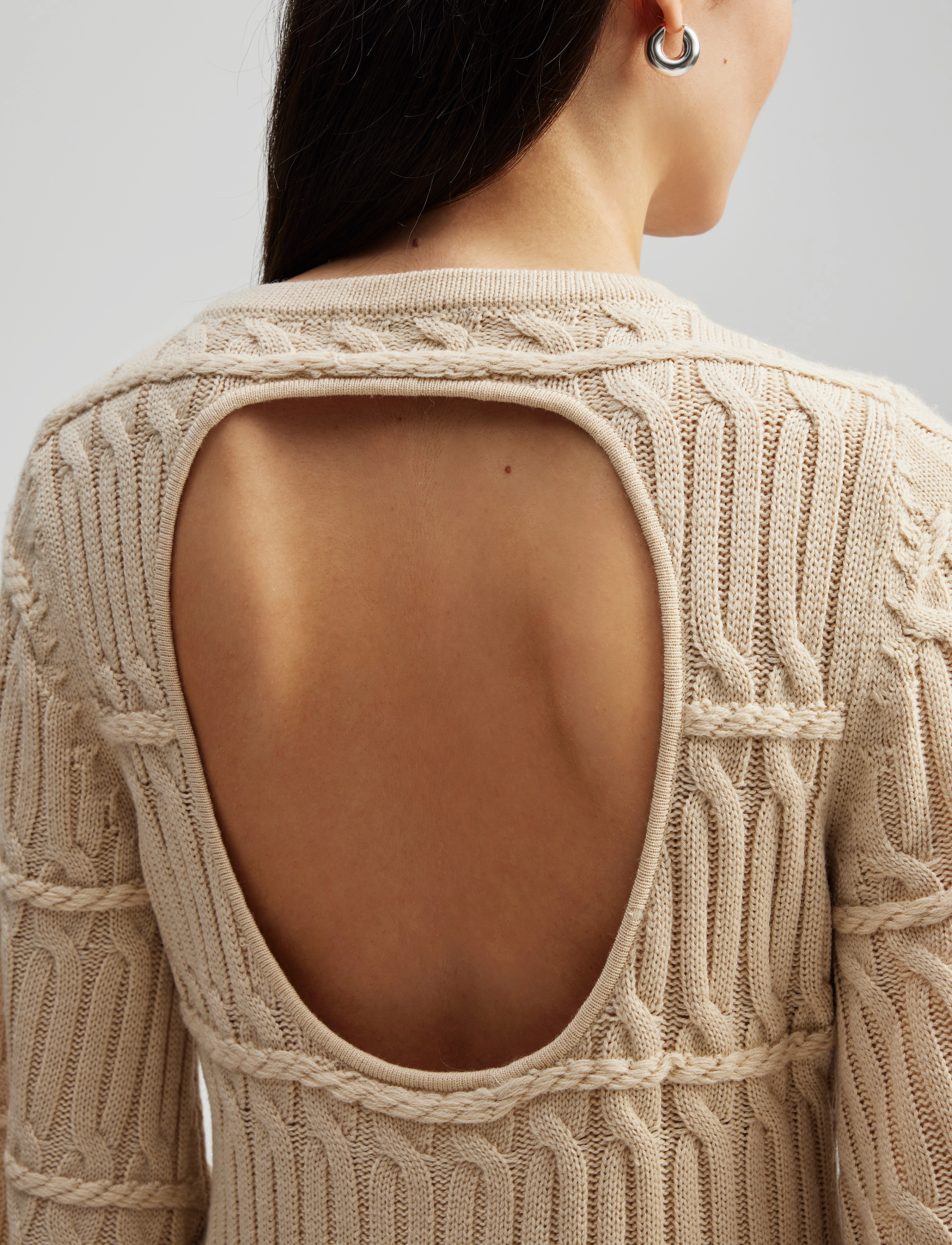 Malina - Elinne cable knitted maxi dress - beige - 4