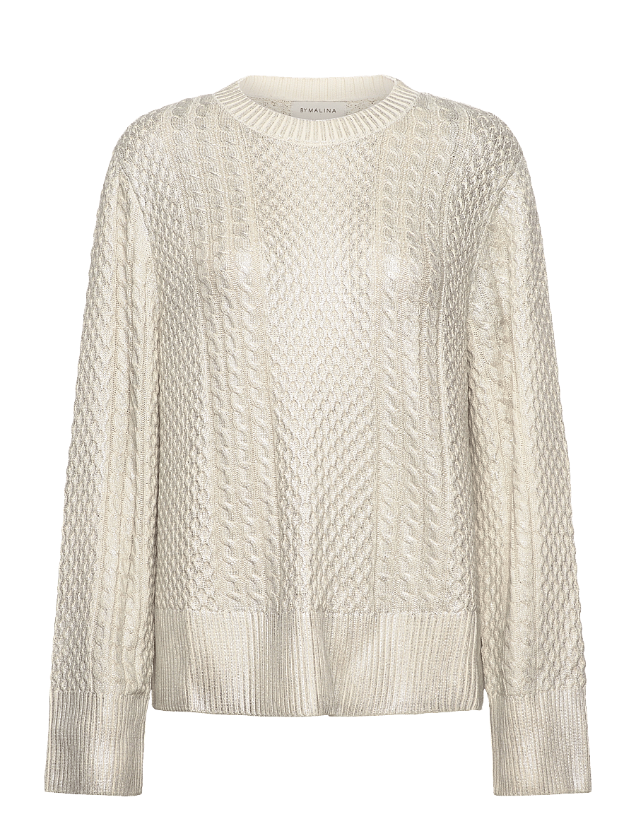 Malina - Lune Cable Knitted Meatallic Sweater - pullover - silver - 1