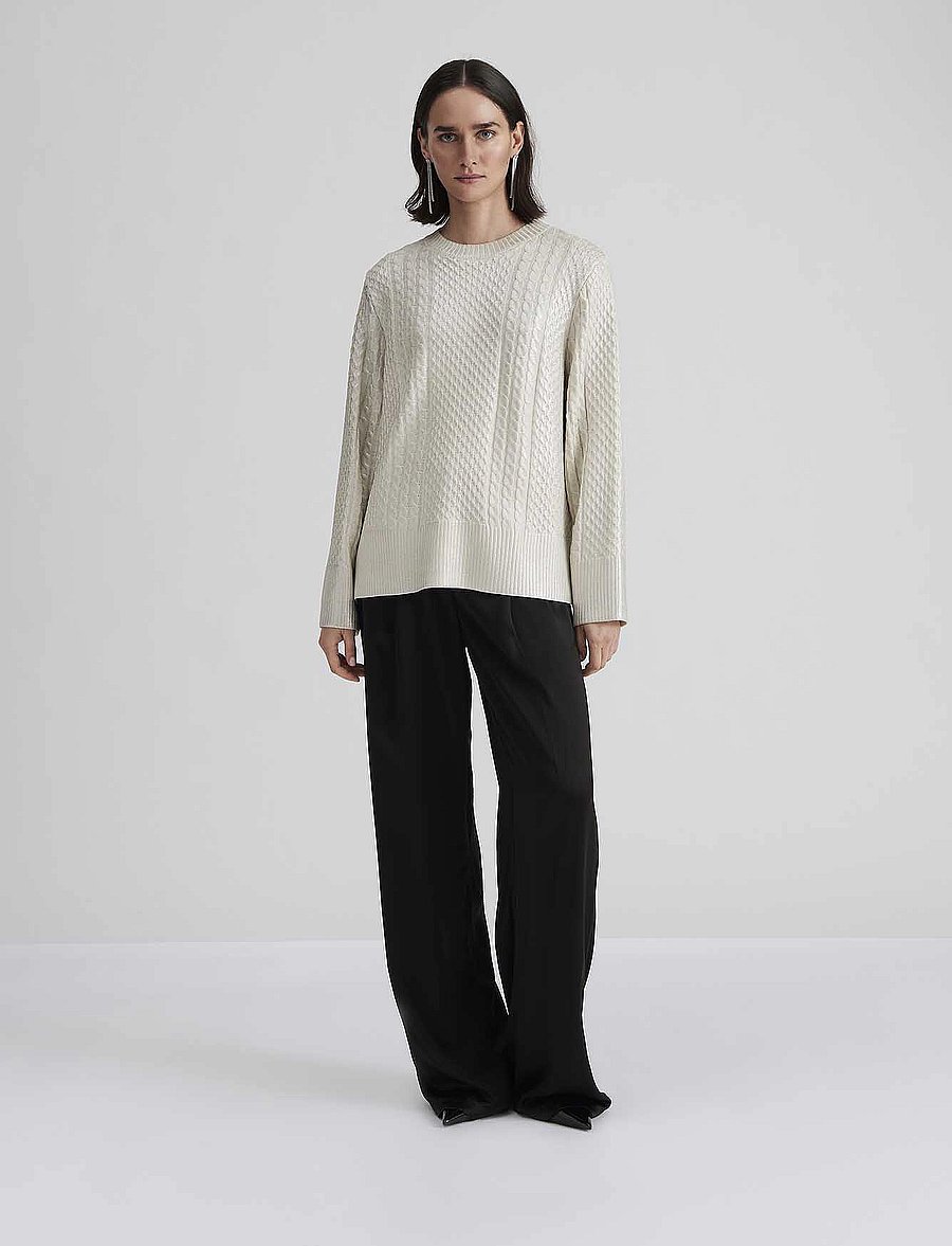 Malina - Lune Cable Knitted Meatallic Sweater - pullover - silver - 0