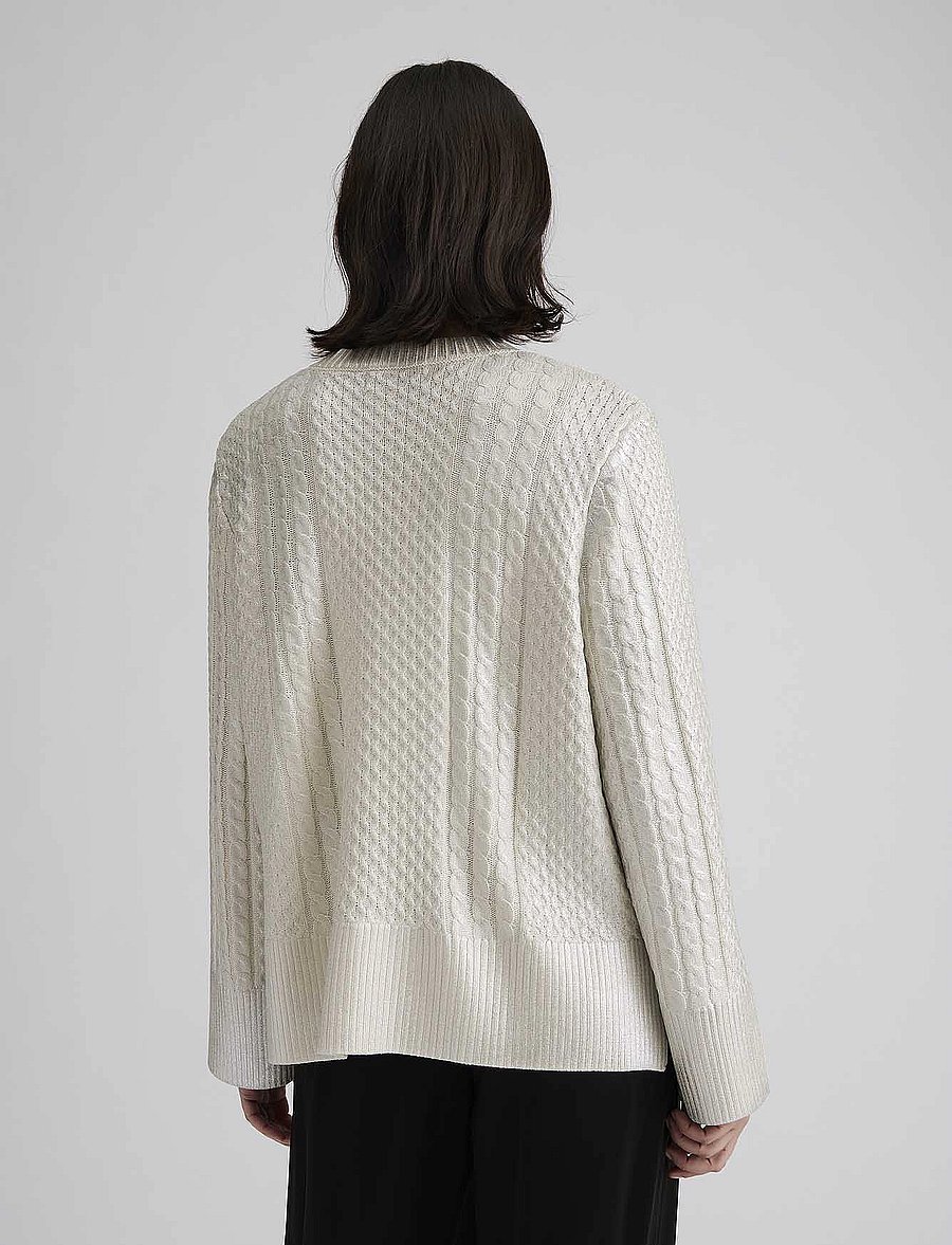 Malina - Lune Cable Knitted Meatallic Sweater - pullover - silver - 5