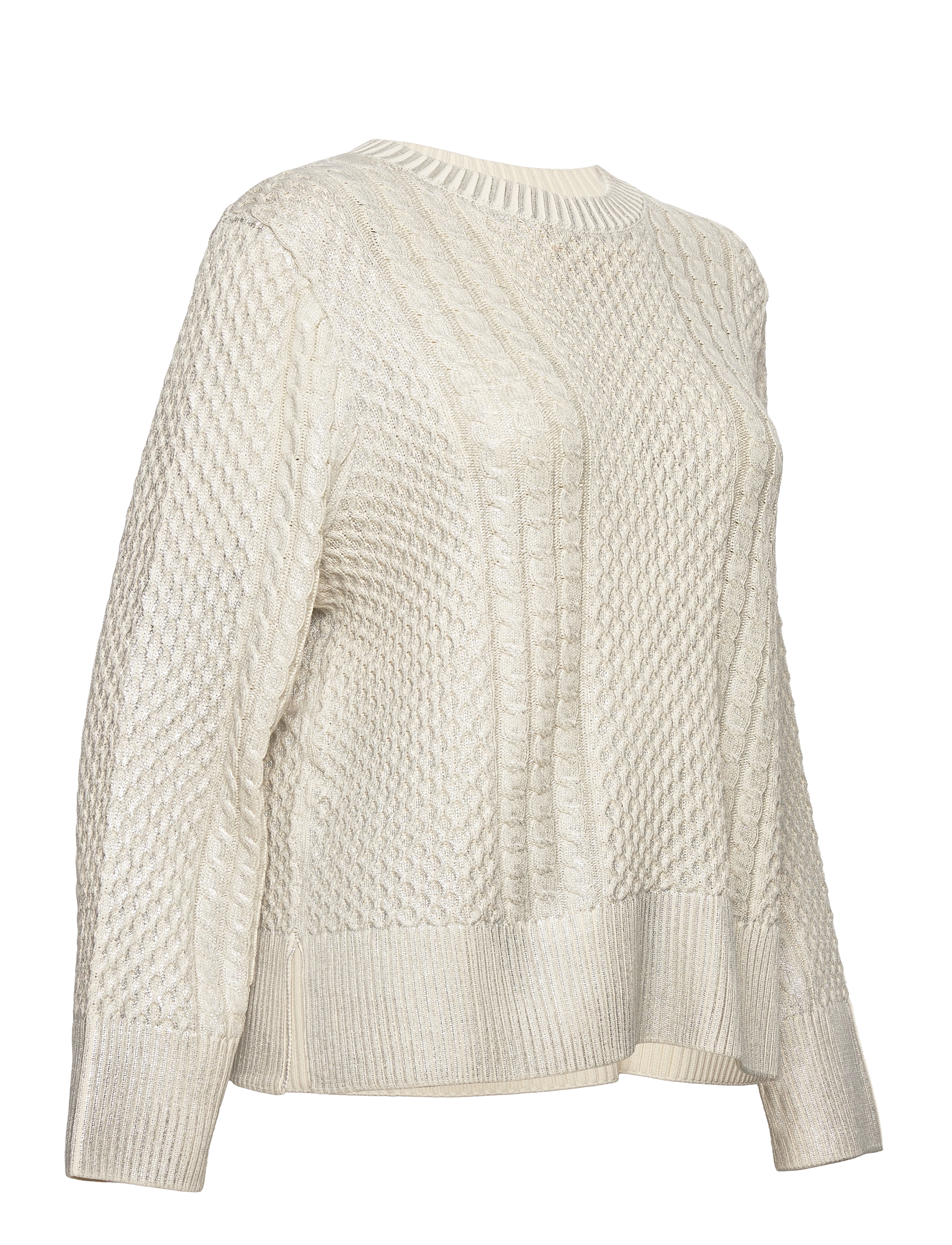 Malina - Lune Cable Knitted Meatallic Sweater - silver - 3